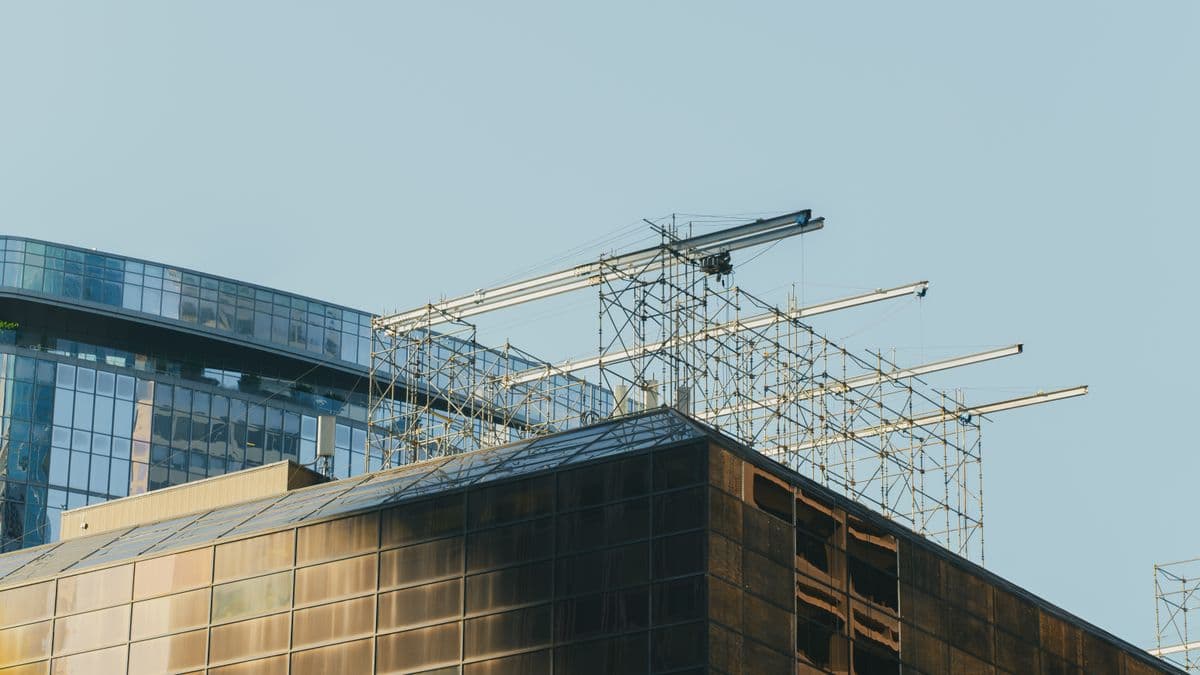 Houston, Texas skyline and industrial construction